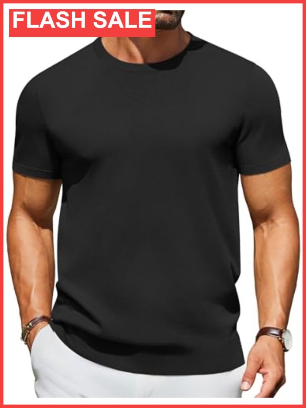 Men's Knit T-Shirt Short Sleeve Crewneck Pullover Tee